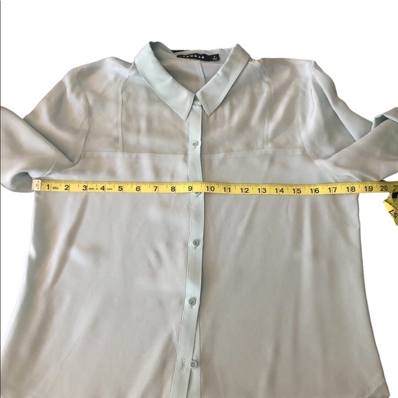 Trouve pale green long sleeve silk button down sheer top size small - Picture 11 of 11